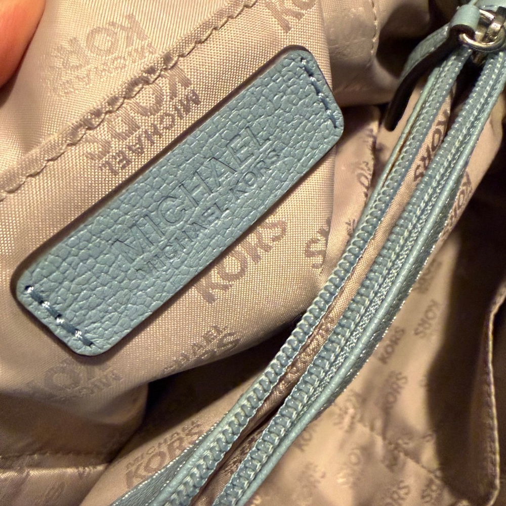 Michael Kors Hamilton Powder Blue Leather Top Handle Large Tote Bag - Picture 11 of 12